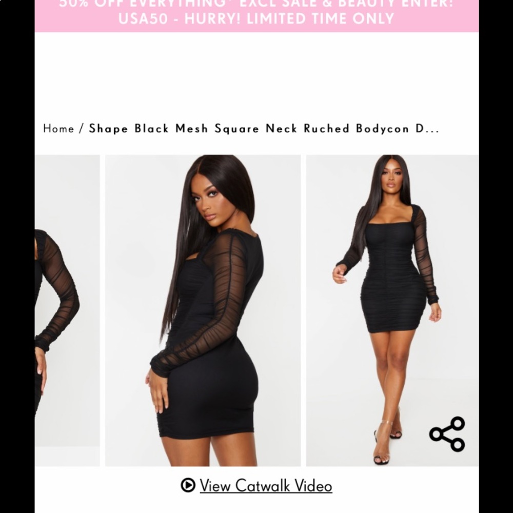Black mesh sleeved dress from Pretty Little Thing